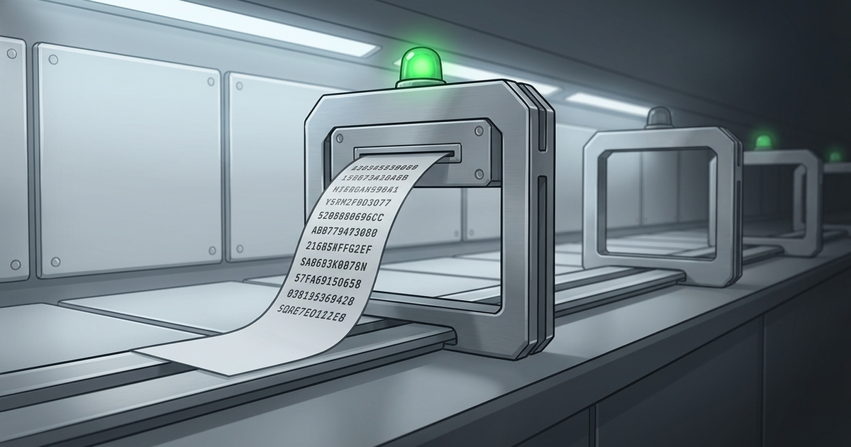 Share card: receipt strip feeding from a granted gate